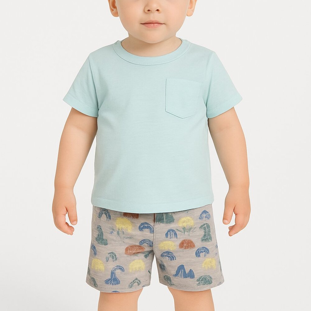 Open Edit Nordstrom Baby Clothes Top & Two Shorts Set 18M Green Multicolor NEW